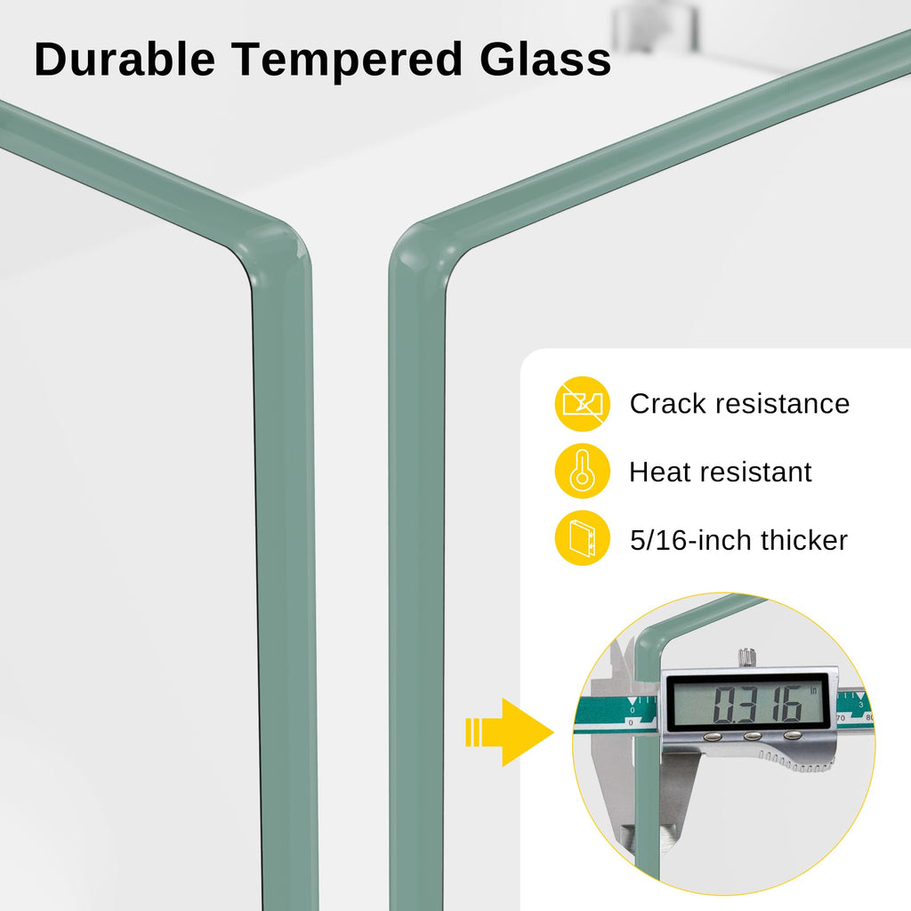 Glass Wind Guard for 28in & 32in Propane Fire Pit Table, Clear Tempered Wind Guard for Gas Firepit, Thick Rectangle