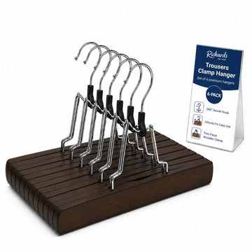 American Dream Wooden Pants Hangers - Wood Skirt Hangers - 6 Pack - for Men Shorts and Pants and Women Dress Clothes