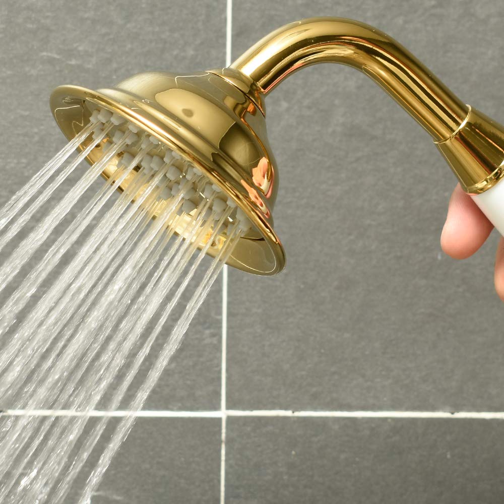 Vintage Hand-held Shower Rain Sprayer Telephone Shaped Ceramic Shower Head with 59 Inch Hose (Gold Finish)
