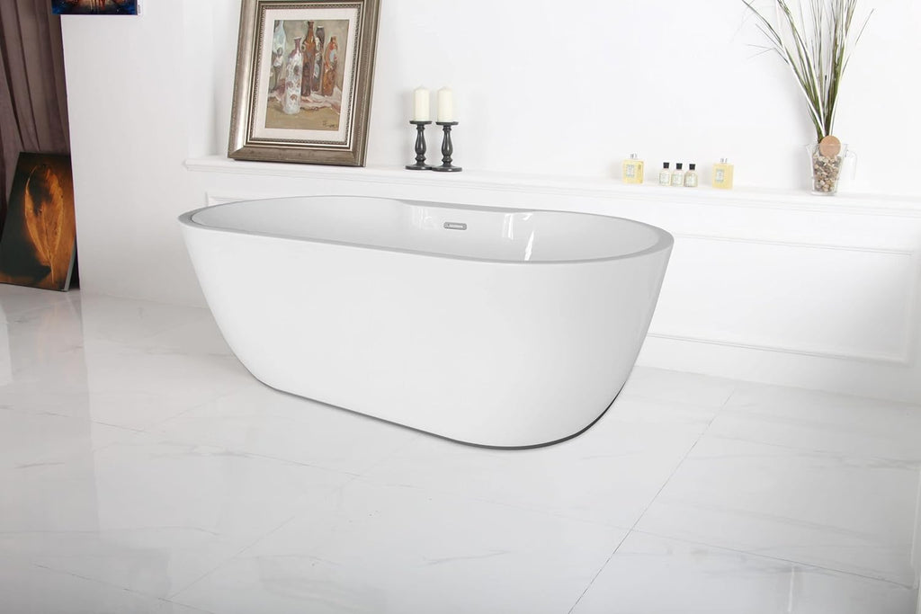 Tubs - Aiden II 69” - Modern Freestanding Soaking Bathtub, Two Person Soaking Free Standing Bathtub w/Chrome Drain