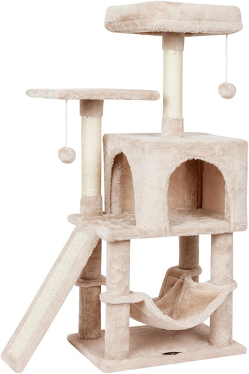 Cut Cat Tree Cat Tower Condo with Hammock Kittens Scratching Post Beige