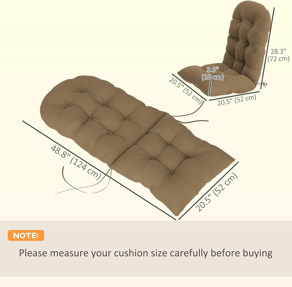 Outdoor Adirondack Chair Cushions Set of 2 Tufted Khaki | High Back, Patio Cushions with Ties, Non-Slip Replacement