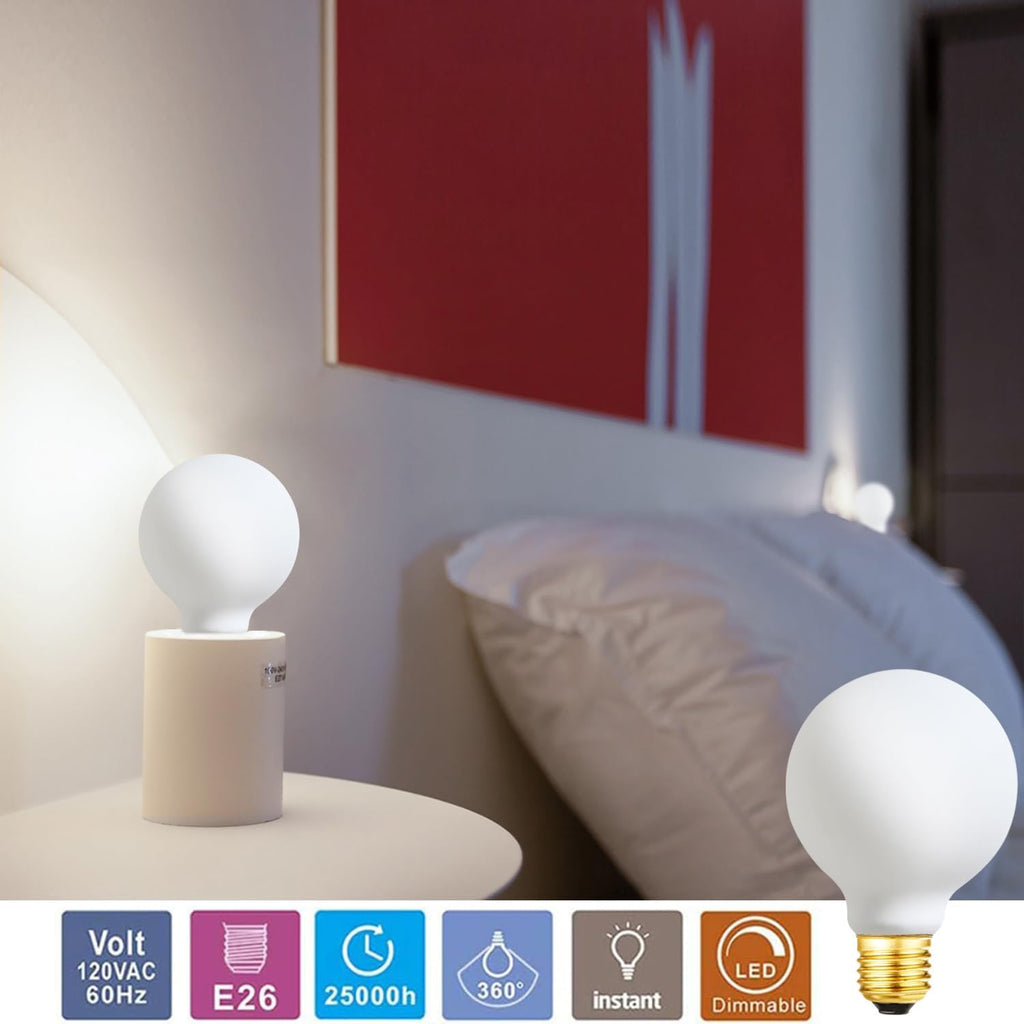 Dimmable g25 led Frosted Bulb e26 led Globe Bulb 60w led Edison Bulb 4000K Daylight White 600lm ac120v 6w g80