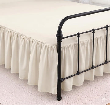 King Size Ruffled Bed Skirt - 24 inch Drop Dust Ruffle Bedskirt with Split Corners, Easy Fit Platform Design Bed