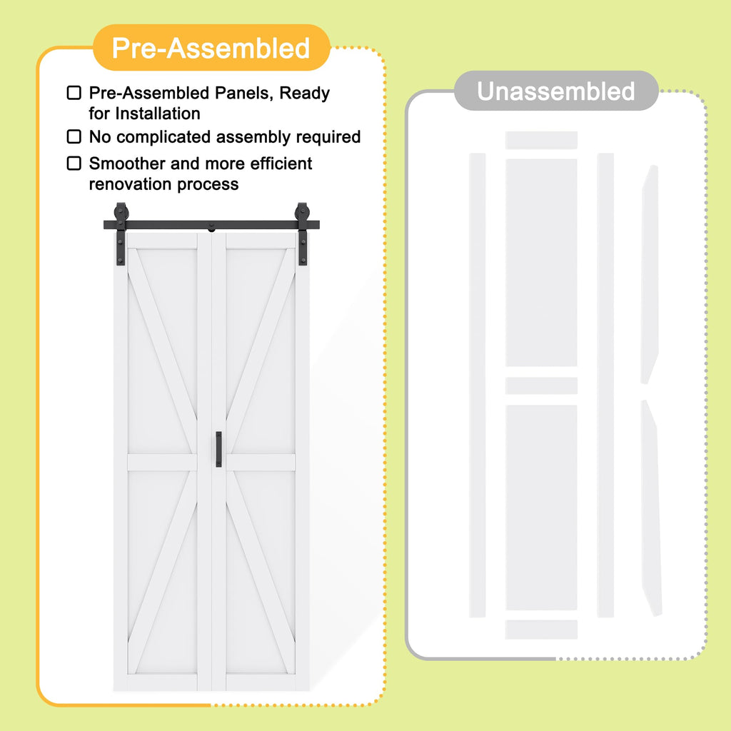 25" x 84" Pre-Assembled Solid Core Panels Bifold Barn Door and Hardware