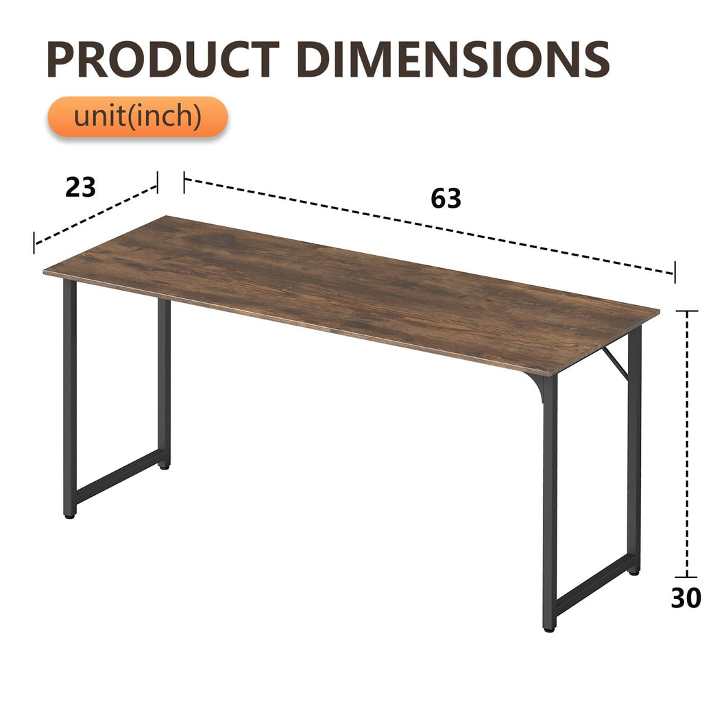 Computer Desk, Home Office Desk, Modern Simple Style Study Writing (Brown, 63 Inch)