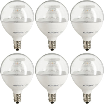 G16.5 Light Bulb LED, 7 Watts (60W Equiv.), 500 Lumens, Dimmable, Type G Globe Shape E12 Candelabra Base, Short Bulbs