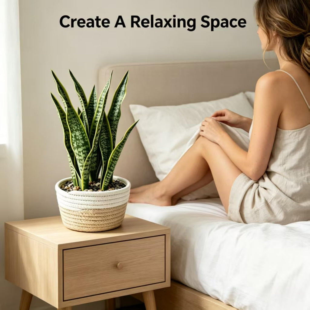 15"Artificial Snake Plant in Handwoven Rattan Planter Sansevieria Faux Indoor Branches with Lush Realistic Green