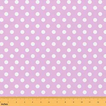 Polka Dots Fabric by The Yard, Cartoon French Style Dots Soft Polyester Fabric for Chairs, Rose Pink White Fabric for