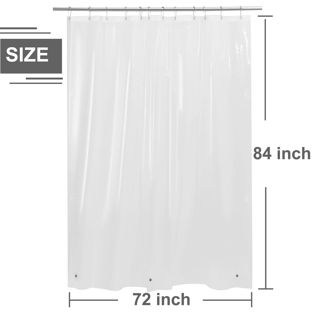 84 Inch Shower Curtain Liner with Side Magnetic Clips, 72x84