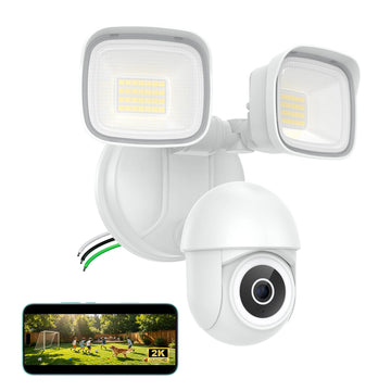 2K Floodlight Camera, 360° PTZ Hardwired Security Cam