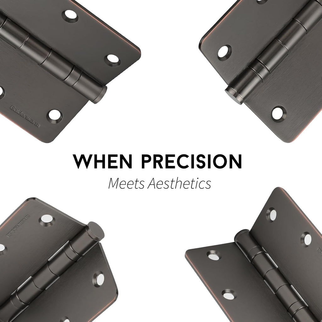 3 Pack 304 Stainless Steel Door Hinges, Oil Rubbded Bronze Non Removable Pin Heavy Duty Ball Bearing Door Hinges 3.5