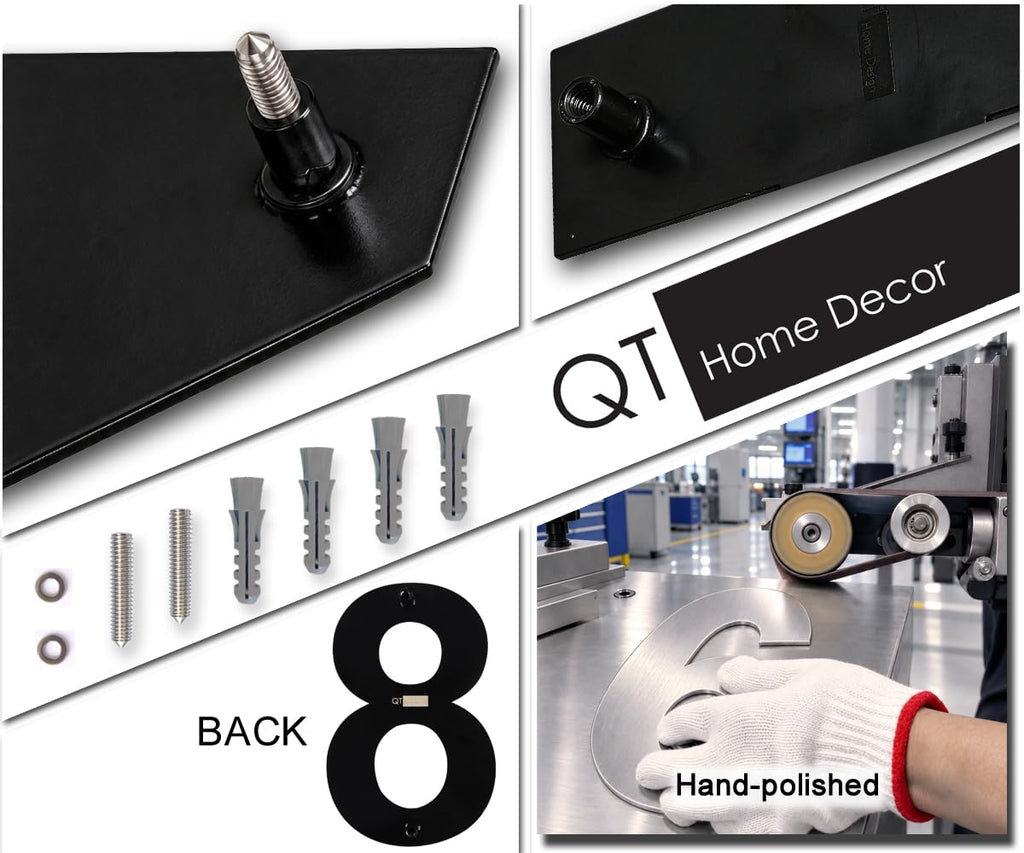10 Inch Floating House Number 8 - Black 304 Stainless Steel