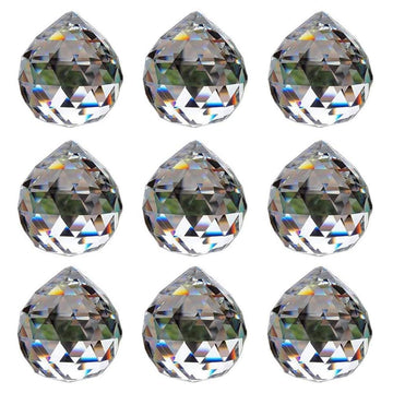 Clear Cut Crystal Glass Ball, 30mm Translucent Faceted Gazing Ball, Crystal Sphere Suncatcher Prisms Home Garden