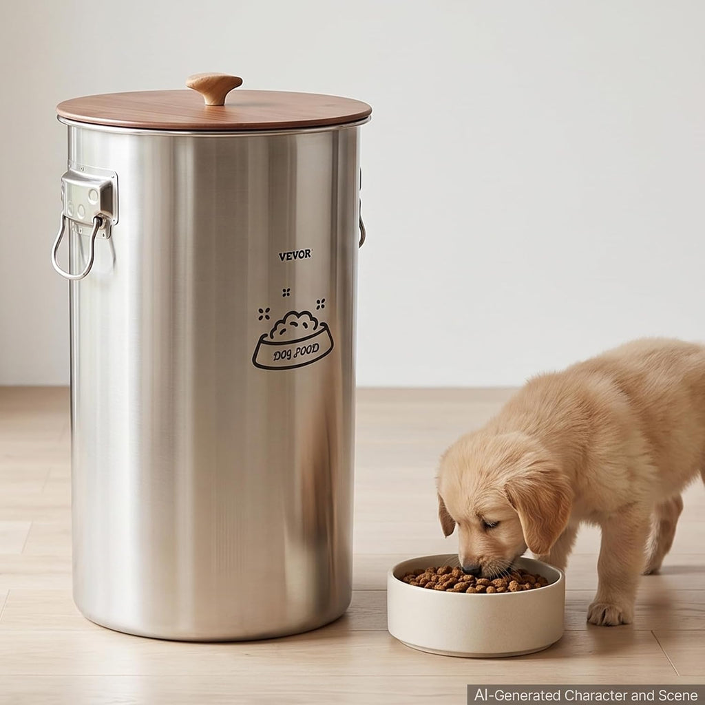 Stainless Steel Dog Food Storage Container 30 lbs/9.25 Gal Capacity