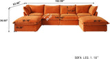 U-Shaped Couches for Living Room, Convertible Sectional Sofa, Modern Deep Seat Soft Cloud Couch, Modular Sectional Sofas with Two Ottomans for Living Room, Apartment (Orange) A124-B0F1JL5B82