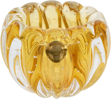 Murano-Style Hand-Blown Glass Cachepot, Model Liceu (Amber)| Brazilian Artisan Craft | Multipurpose Use as Vase