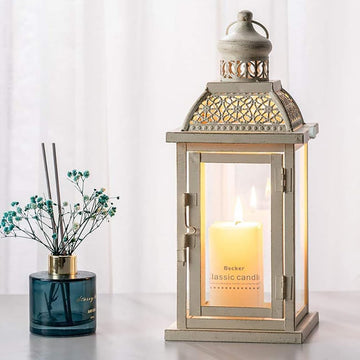 14.4" Lanterns Decorations Indoor, Hanging Candle Lantern Outdoor, Vintage Large Lantern Decor with Clear Glass