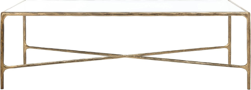 Couture Collection Jessa Brass/Glass Top Rectangle Coffee Table (Fully Assembled)