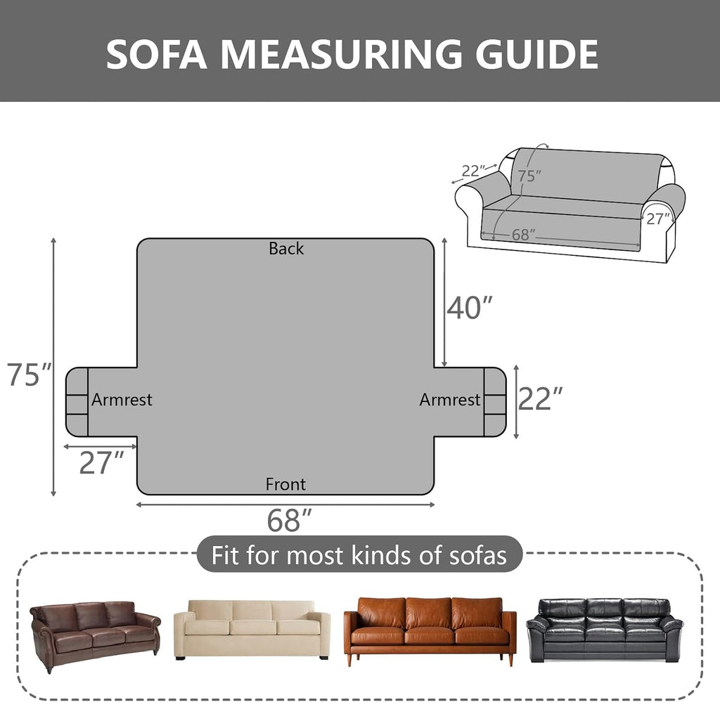 100% Waterproof Couch Sofa Cover, Pet‐Friendly Anti‐Scratch Furniture Protector for Dogs Cats, Non‐Slip