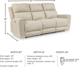 Signature Design by Ashley Dahlmoore Modern Leather Match Power Reclining Sofa with USB Ports, Beige