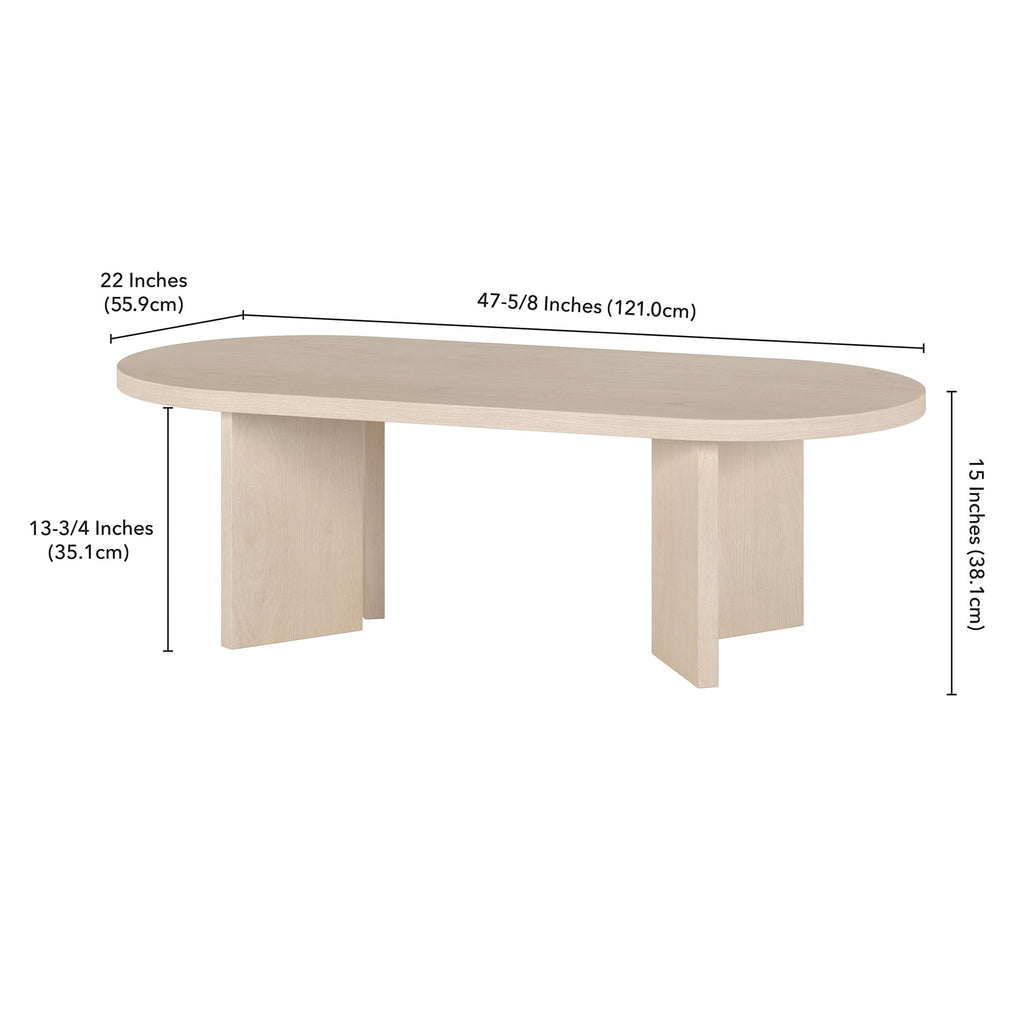 48" Scandinavian Coffee Table, Beech White