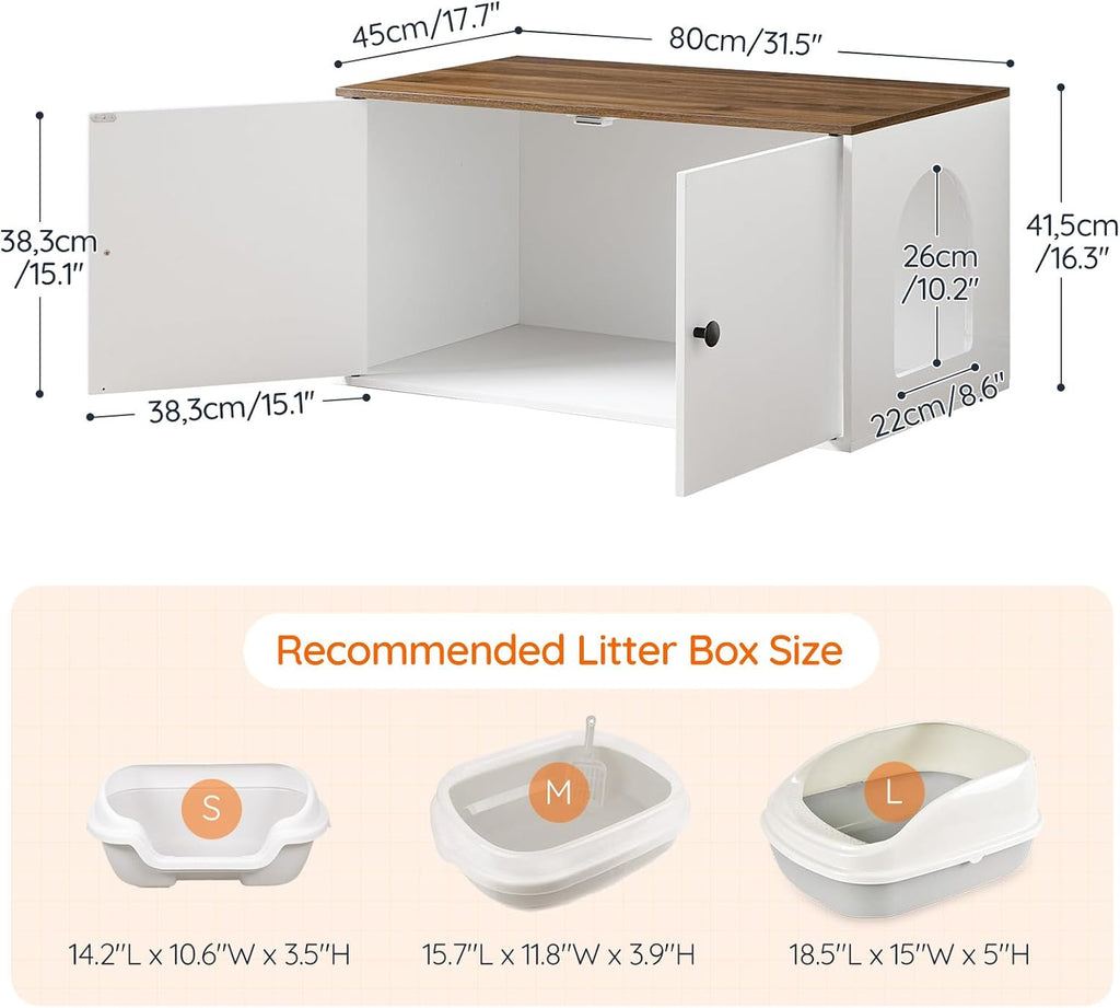 Cat Litter Box Enclosure, Hidden Litter Box Furniture with Side Entry, Litter Box Cabinet, Indoor Cat House, End Side