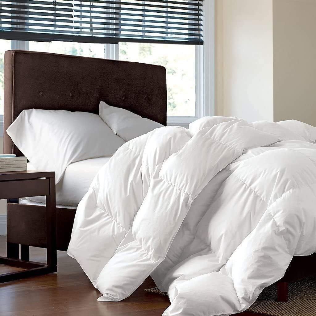 Luxurious Twin/Twin XL Size Goose Down Fiber Waterfowl Feather Fiber Comforter Duvet, 100% Egyptian 