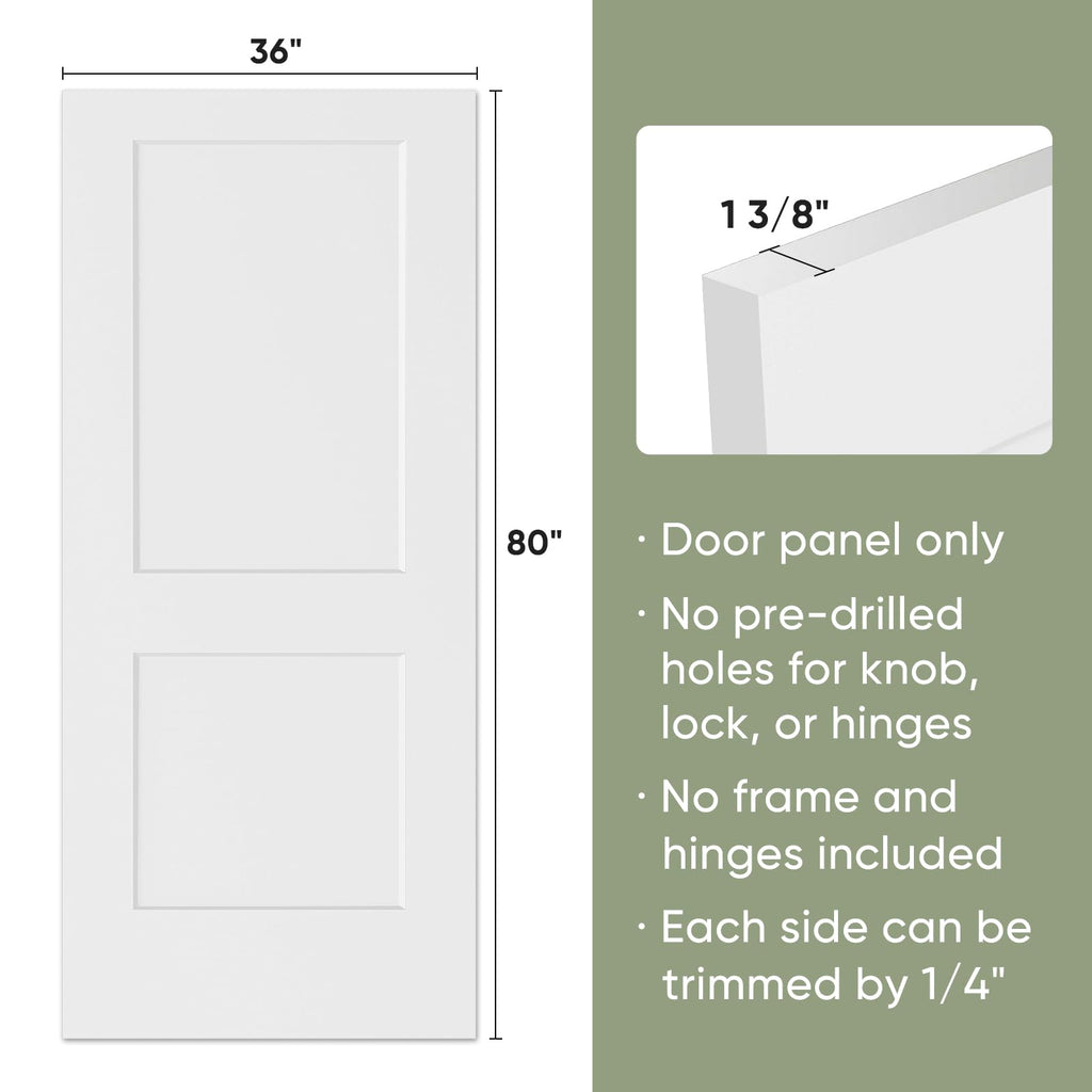 36x80 in 2-Panel White Primed Interior Door Panel