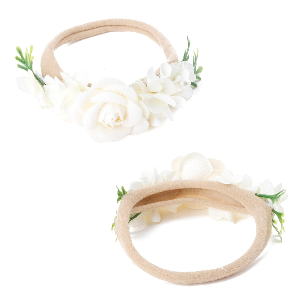 3pcs Baby Girl Flower Headbands, Super Soft & Stretchy Nylon Floral Hairbands for Toddler