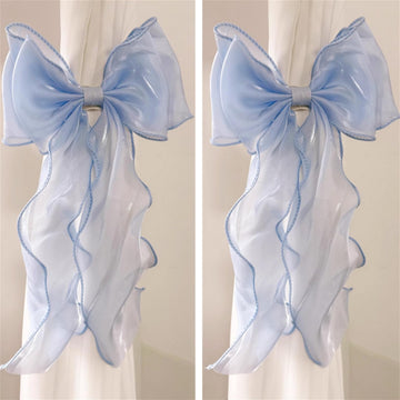 French Silky Bow Curtain Tiebacks, Elegant Lace Ribbon for Curtains Decorative Rope Accessories Home Décor - 2 Pack