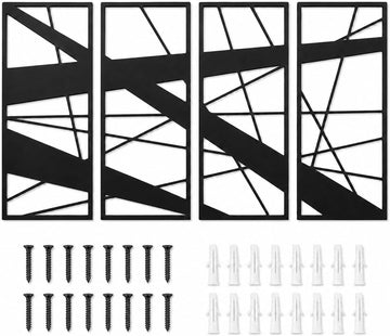 Metal Wall Art Black Abstract,Wall Decor - Set of 4