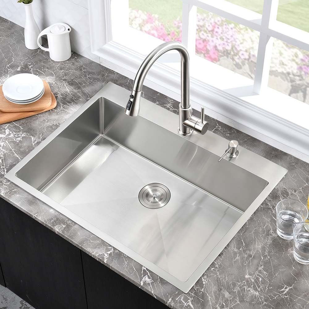 27x22 Drop In Stainless Steel Top Mount Sinks Single