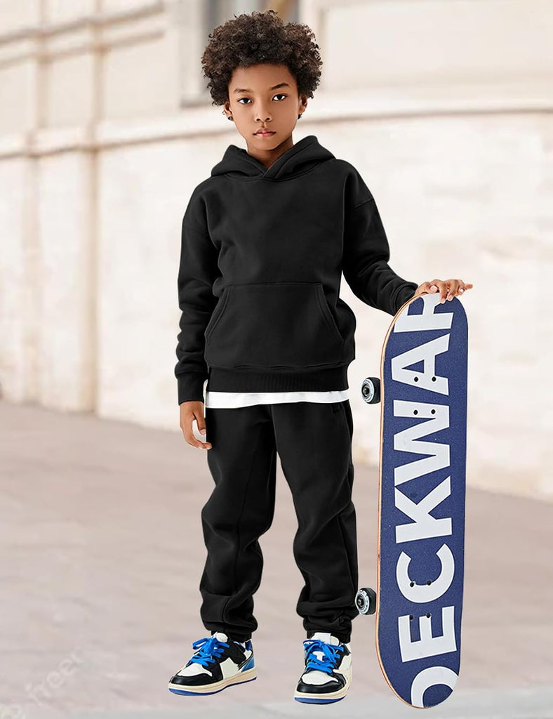 Unisex Boys Girls Fleece Sherpa Lined Hoodie Warm Kids Sweatshirt