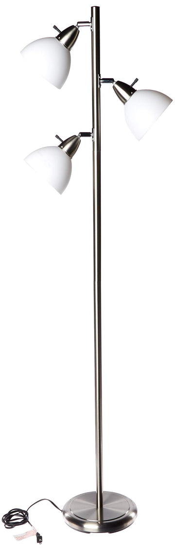 Three Lights Tree Lamp, 65", Satin Nickel