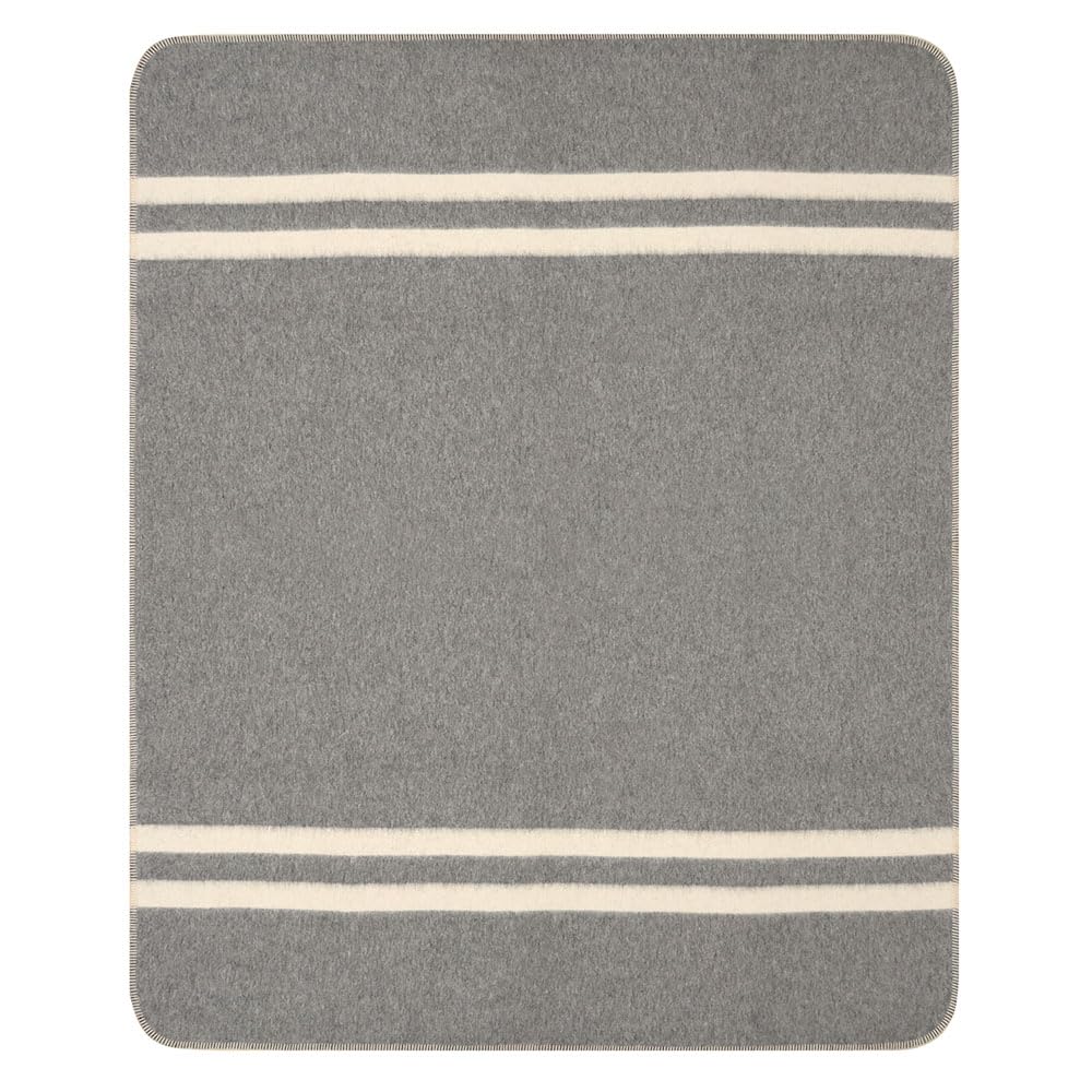 Thick Alpaca Wool Throw Blanket 72" x 53", Heavyweight Striped Throw for Sofa, Bed or Travel, Soft and Warm, Woven in