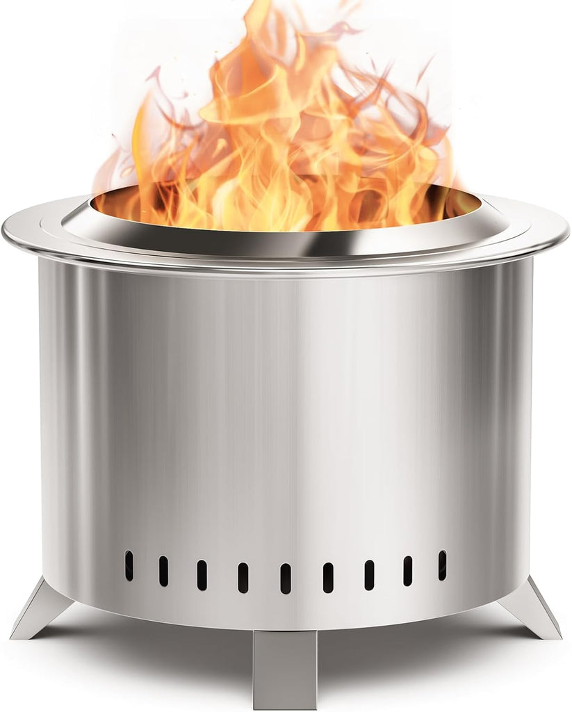 Smokeless Fire Pit,22 Inch Stainless Steel Firepit