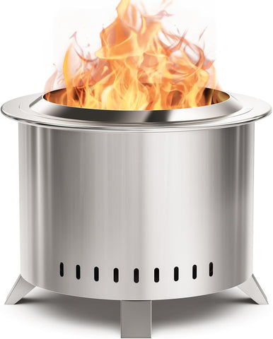 Smokeless Fire Pit,22 Inch Stainless Steel Firepit