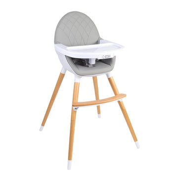 Convertible High Chair for Babies, Toddlers, Kids & Children - Wooden Highchair with Adjustable Height & Dishwasher