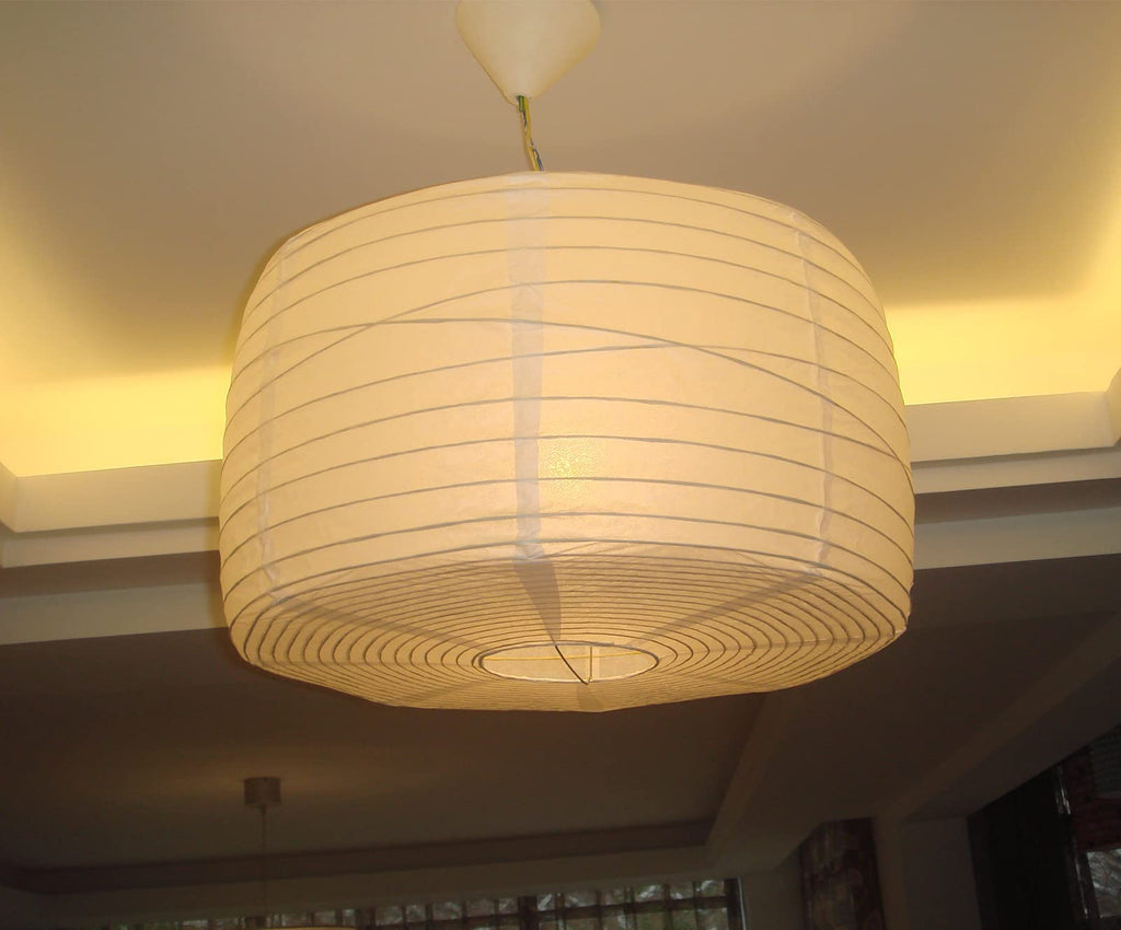 Inspired Noguchi Style Paper Lantern Lights Hanging Drum Paper Lampshade, 2PCS 18 inch