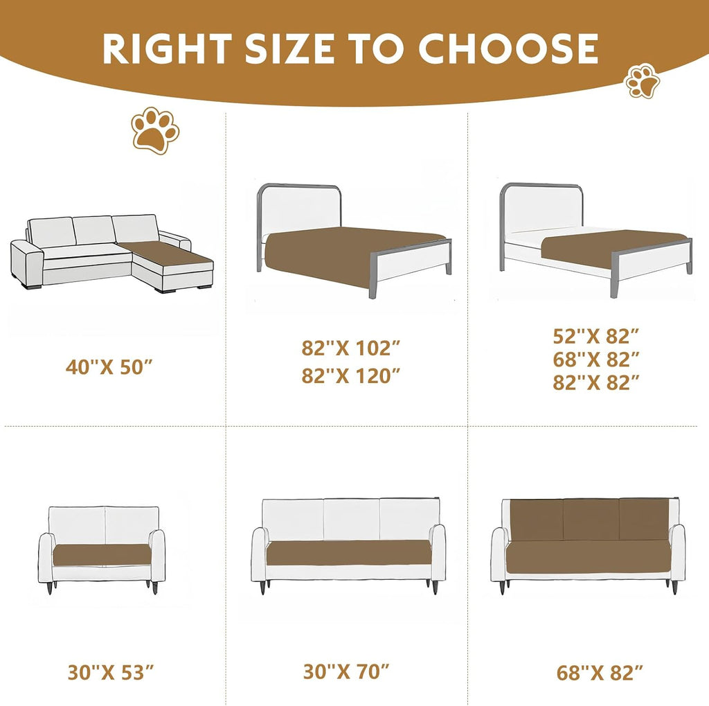 Waterproof Dog Blanket, Couch Cover for Dogs Washable, Reversible Dog Bed Cover. (Dark&Light Grey, 52 X 82 Inch - 1