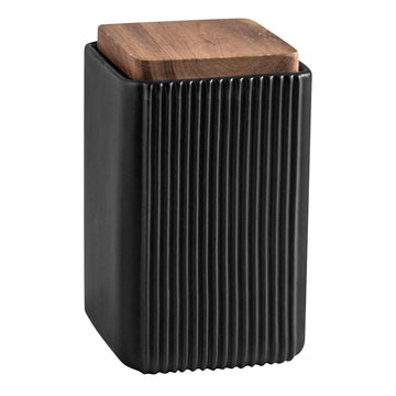 Ceramic Storage Jars Modern Airtight Coffee Canisters With Lid (Black, Large size, 17cm*10cm)