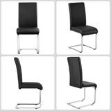Dining Chairs Set of 2 Modern Faux Leather Upholstered Dining Room Chairs with High Back and Metal Chrome Legs for