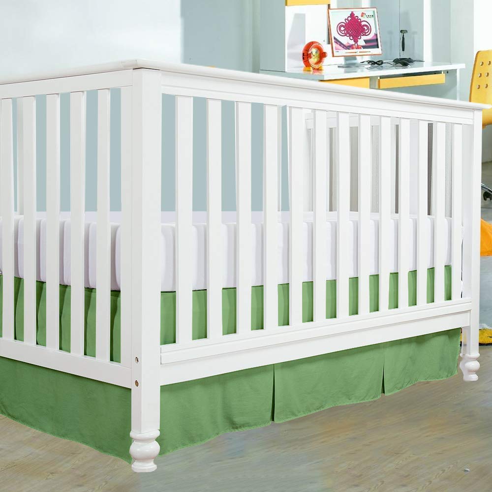Crib Bed Skirt Pleated Crib Skirt Dust Ruffle, 100% Natural Cotton, Nursery Crib Toddler Bedding Skirts for Baby Boys