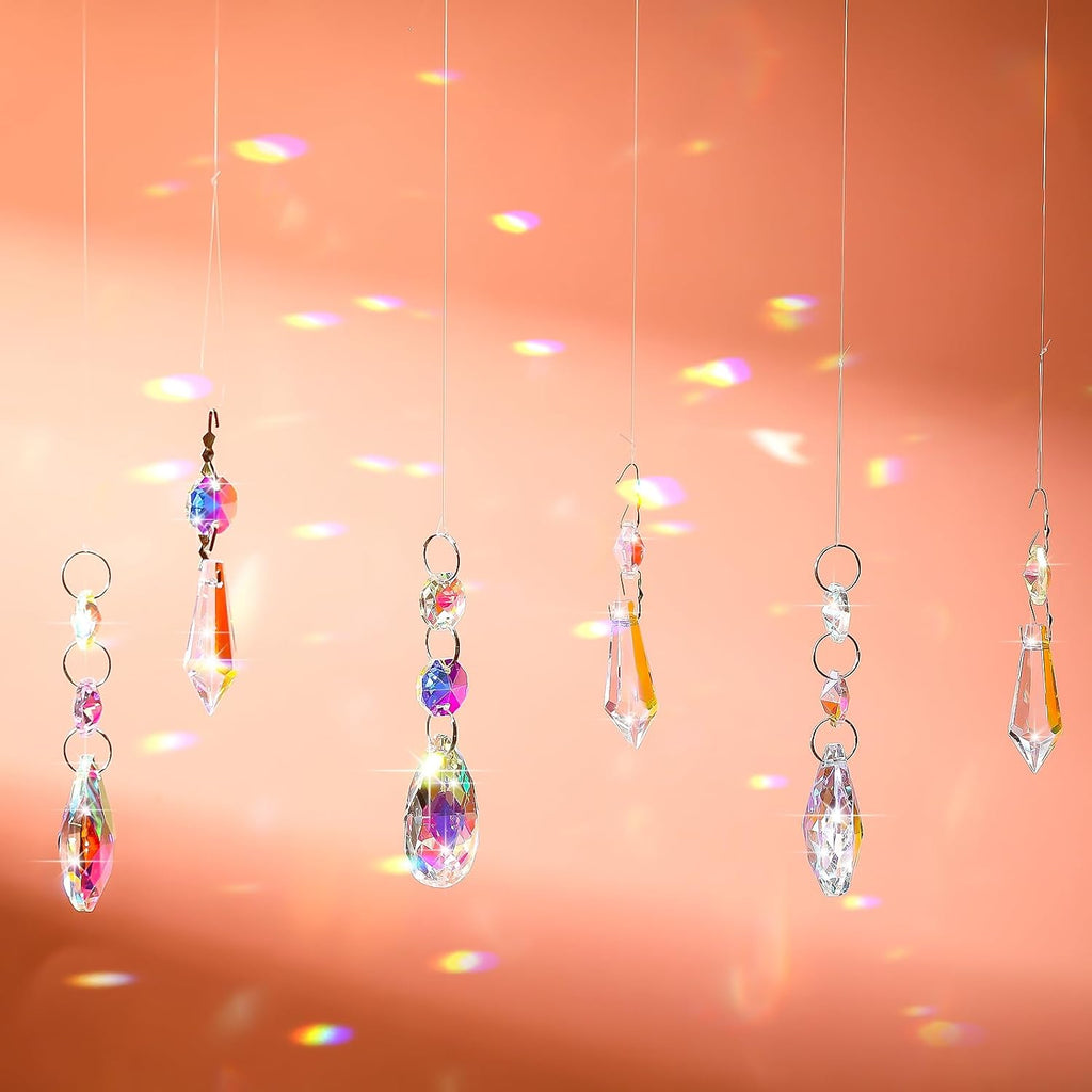 24 Pcs Chandelier Crystal Replacement 38 mm Teardrop & Icicle Crystal Prisms Hanging Gems Parts for Lamps and