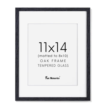 Black Picture Frame 11x14, Rustic Oak Wood 11 x 14 Photo Frames for Wall, 11x14 Frame with Mat for 8x10, Rustic Wood