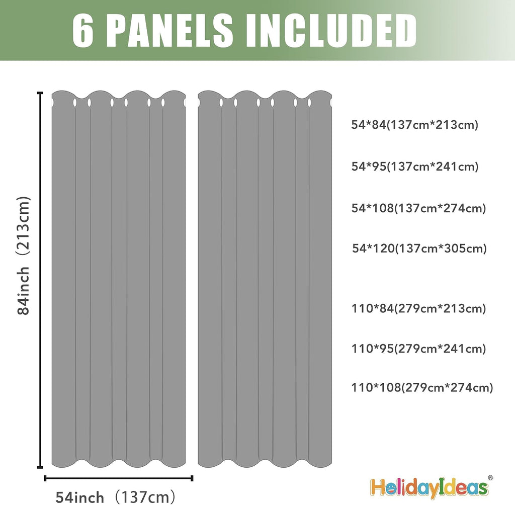 6 Pack Outdoor Curtains Waterproof 54x84 Inch Cream | Outsides Curtains for Cabana Porch Pergola Balcony