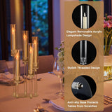 10Pcs Acrylic Candelabra Centerpieces,5 Arm Clear Candelabra Table Centerpiece Acrylic Candle Stick Holders with