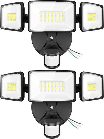 Motion Sensor Outdoor Lights, Hardwired Security Floodlights, Black | 7000LM 75W LED flood lights with movement