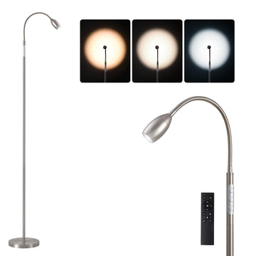 72" Reading Floor Lamp,Gooseneck LED Lamp with Zoomable Spotlight,Nickel